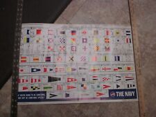 Vintage Official U.S.Navy Poster-Morse Code,International Alphabet Flags,Etc.