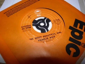 CHARLIE RICH- THE MOST BEAUTIFUL GIRL VINYL 7" 45RPM CO - Picture 1 of 1