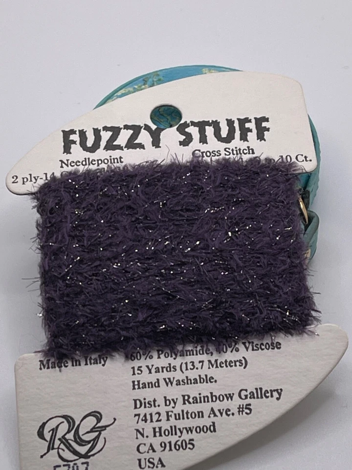 Rainbow Gallery Fuzzy Stuff #FZ03 Plum Furry Sparkly Thread 15 yd card - Image 1 of 2