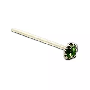 Pietra preziosa peridoto borchia naso 2 mm cristallo tondo 22 g (0,6 mm) arge... - Foto 1 di 6