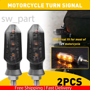 Motorcycle LED Turn Signal Blinker Light Indicator Smoke Amber For Honda Suzuki