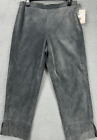VINTAGE Tommy Hilfiger Pants Womens 8 Grey Suede Leather Cropped Flat Front NEW