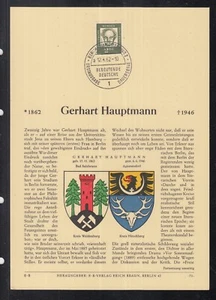 Berlin Privat ETB 1962 - Bedeutende Deutsche Gerhart Hauptmann - Picture 1 of 1