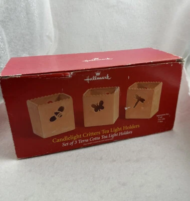 HALLMARK CANDLELIGHT CRITTERS TERRA COTTA BEE BUTTERFLY DRAGONFLY TEALIGHT HLDRS — 第 1/4 张图片