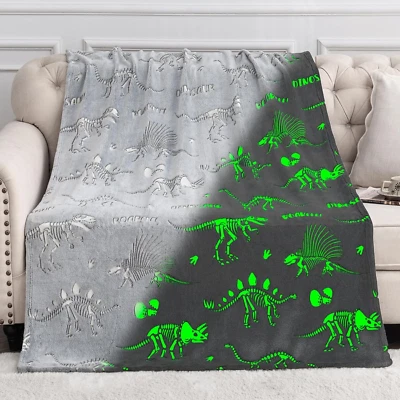Dinosaur Gifts Toys for Kids Boys - Dino Glow in the Dark Blanket Christmas Birt - Image 1 of 4
