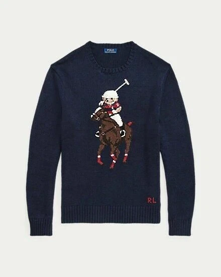 Polo Ralph Lauren Polar Bear Pony Sweater, Size L - Blue