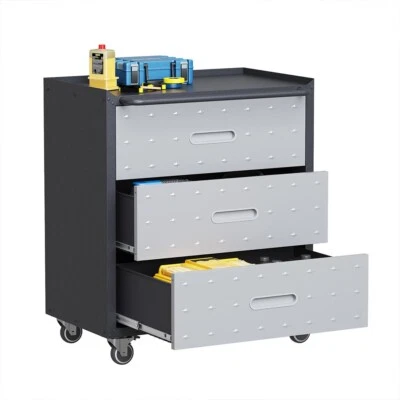 Steel Trolley Tool Cabinet for Garage 3 Drawer Tool Storage Chest with Wheels - image 1 of 2