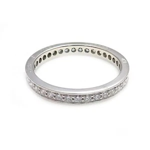 Autentico! Anello Cartier Diamante Platino 0,70 caratiw Cinturino Eternità Taglia EU 49 US 5 - Foto 1 di 6