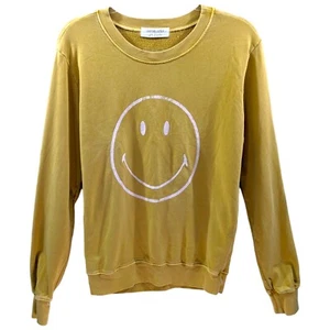 Daydreamer for Free People Womens Vintage Yellow Smiley 100% Cotton Sweatshirt S - Picture 1 of 18