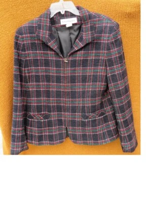 Blazer Norton McNaughton Mujer Talla 12 Cremallera Multicolor Forrado a Cuadros Manga Larga Foto 1 de 4