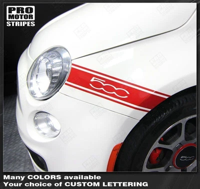 Calcomanías rayas laterales guardabarros delantero Fiat 500 2007-2015 (elige color) Foto 1 de 2