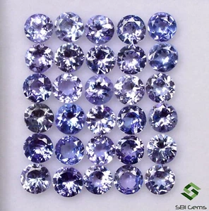 8.02 Cts Certified Natural Tanzanite Round Cut 4 mm Lot 32 Pcs Loose Gemstones - Picture 1 of 5
