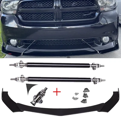 For Dodge Durango Front Bumper Lip Spoiler /Splitter Strut Rods Glossy Foto 1 de 4