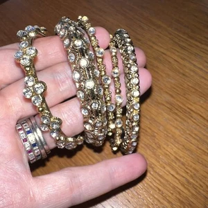 Indian Bollywood Bangles Wedding Party Bracelet Gold Tone Sparkly - Picture 1 of 13