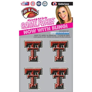 Fan-A-Peel Texas Tech Waterless Peel and Stick Temporary Tattoos, Glitter - Picture 1 of 1