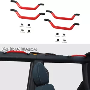 4x Manijas de agarre de techo Barras enrollables Manija de empuñaduras para Ford Bronco 2021 + Accesorios rojos - Imagen 1 de 10