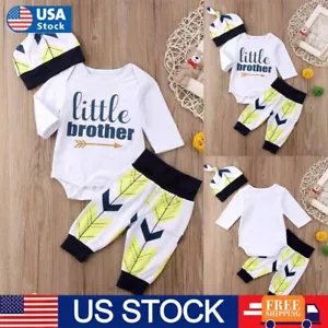 3PCS Newborn Infant Baby Boy Outfit Romper Tops+Pants+Hat Clothes Set - Picture 1 of 10