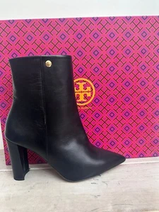 TORY BURCH Scarpa Donna Stivaletto in pelle nero Size Eu 37 (9 cm)TB1 - Picture 1 of 9