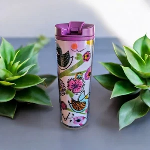 Aladdin Tumbler With Lid-2014- Purple Flower And Bird Design - Picture 1 of 9