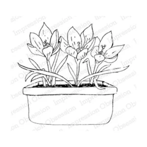 Impression Obsession Wood Mounted Rubber Stamp "Crocuses" F7748 - Picture 1 of 1