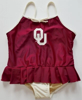 NUEVO CON ETIQUETAS OU Sooners Cheerleader Traje de Baño Niña 6 Carmesí/Crema Colegial Surf Deporte Foto 1 de 4