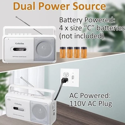 Reproductor de Cassette Boombox, Radio AM/FM Portátil Estéreo, Reproductor de Cinta de Cassette Foto 1 de 4