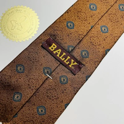 "Corbata de seda de diseñador BALLY marrón vintage con diseño de ojos verdes 57x3,5""" Foto 1 de 4