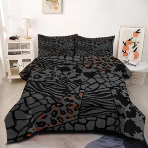 Aniaml Skin Comforter Set King Size for Women Black Leopard Comforter Abstrac... - Picture 1 of 7