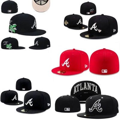 Gorra de béisbol para hombre Atlanta Braves Era sombrero para el sol sombrero de borde plano 59FIFTY sombreros ajustados Foto 1 de 4