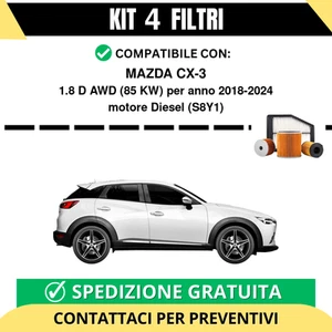 Kit 4 Filtri Tagliando per MAZDA CX-3 1.8 D AWD 85 kw Diesel 2018-2024 - Imagen 1 de 2