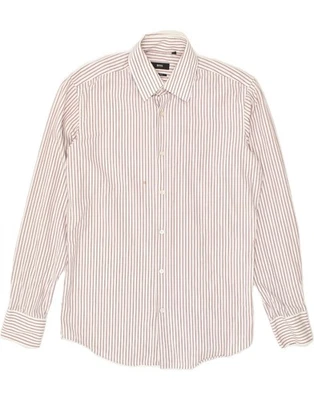 HUGO BOSS Mens Regular Fit Shirt Size 15 1/2 39 Medium White Striped AU12 - Image 1 of 4