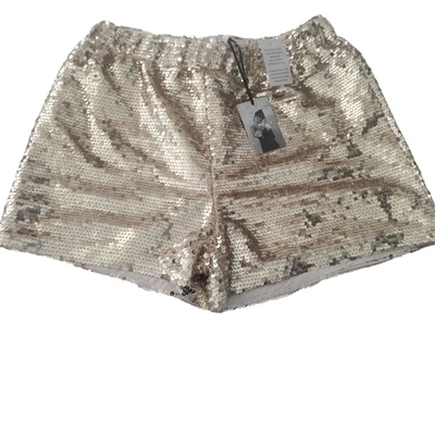 Pantalones Cortos Sincerely Jules Lentejuelas Doradas Tirar de Cintura Elástica Forrados Medianos Nuevos con Etiquetas Foto 1 de 4