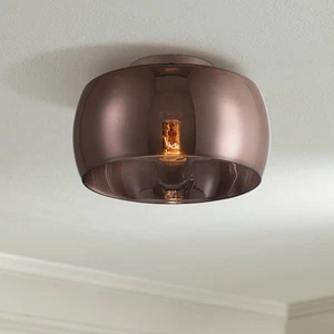 Possini Euro Janna 11" Wide Espresso Glass Ceiling Light - Picture 1 of 7