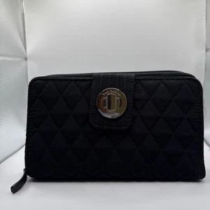 Vera Bradley RFID Turnlock Wallet Quilted Black Spacious Beautiful - Picture 1 of 7