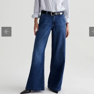 Pantalones de mezclilla AG Adriano Goldschmied Stella ciruela baja colgada Palazzo pierna ancha talla 30 nuevos con etiquetas - Imagen 1 de 16