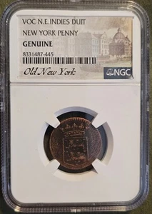 1756 VOC N.E. Indies Duit New York Penny NGC Original - Bild 1 von 2