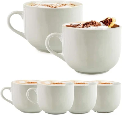 Set Tazze Jumbo Da Cappuccino in Ceramica Bianche Grandi 450 Ml - Tazza Caffè, E - Immagine 1 di 4