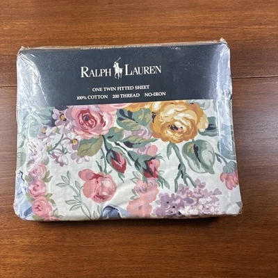 Sábana Ajustable Vintage Ralph Lauren Doble Allison Multi Floral Algodón Sábana Nueva con Etiquetas Foto 1 de 4