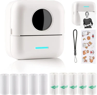 HuiJuKeJi X5 Mini Sticker Printer Bluetooth Smart Pocket Inkless Thermal - White - Image 1 of 4