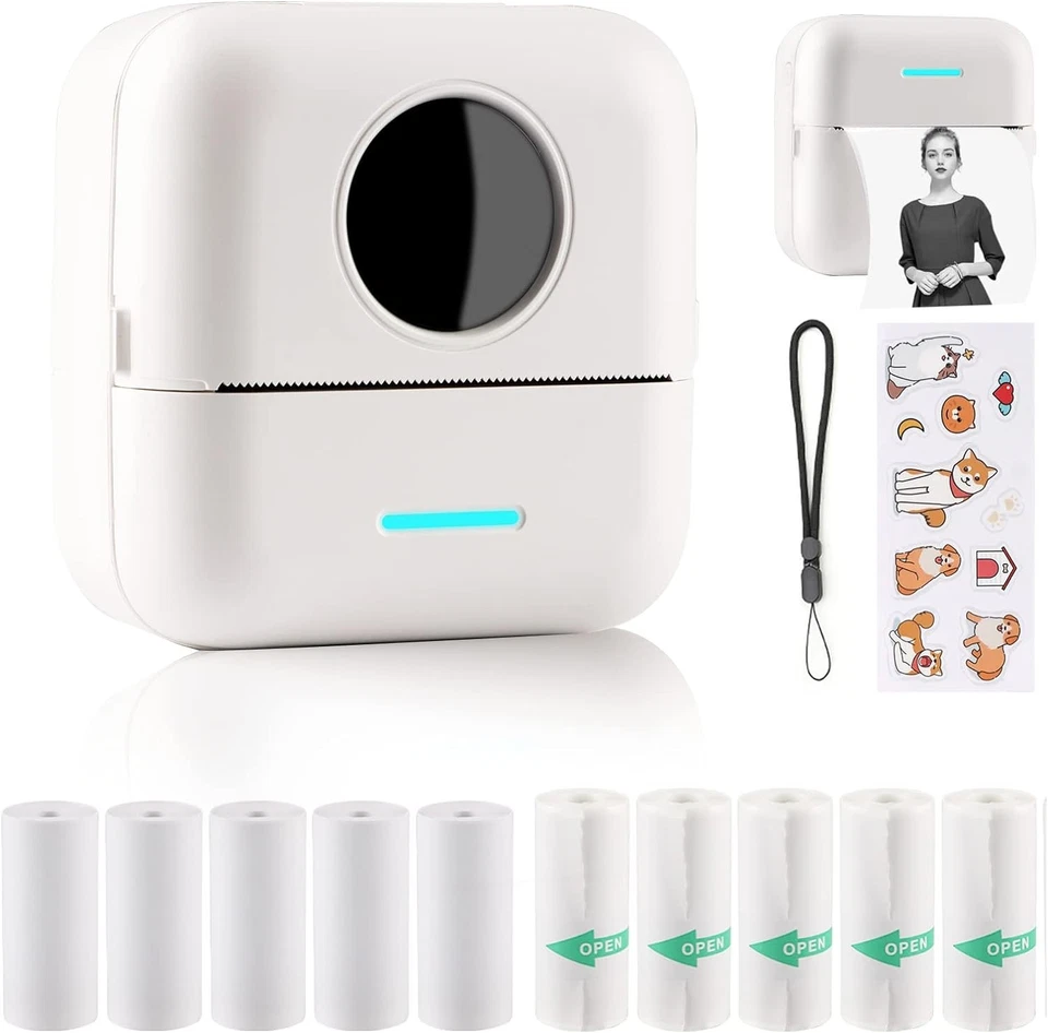 HuiJuKeJi X5 Mini Sticker Printer Bluetooth Smart Pocket Inkless Thermal - White - Image 1 of 4