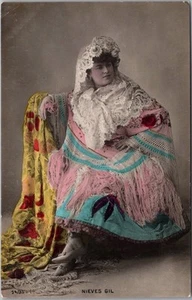 Foto Real Tintada Vintage NIEVES GIL RPPC Postal Actriz Española / Sin Usar - Imagen 1 de 2