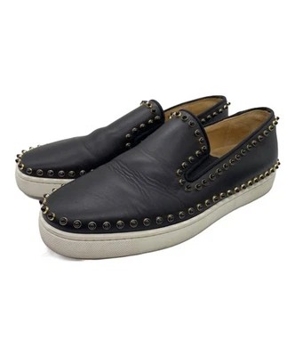 Christian Louboutin scarpe slip-on sneakers borchie Pik Boat EU 43 US 10 nere - Immagine 1 di 4