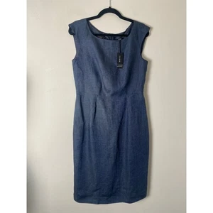 Linea Smart Linen Shift Dress Indigo Blue Size 12 - Picture 1 of 12