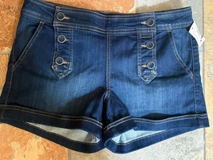 Maurices Übergröße dunkle Waschung Denim Matrosenstil Jeansshorts Gr. 7/8 neu mit Etikett - Bild 1 von 10