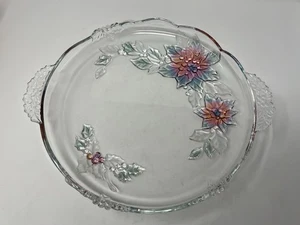 Piatto Torta Natalizia Mikasa Walther Cristallo Colorato Tedesco Poinsettia 14” - Foto 1 di 5