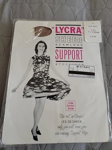 Vintage 1960's Lycra pantyhose stockings Sz B 91/2 - 10 Medium Above Knee Length - Picture 1 of 5