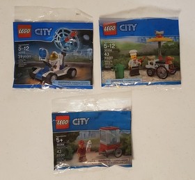Lego City Polybags #30315, 30364, 30356 Popcorn Cart Hot Dog Stand Space SEALED