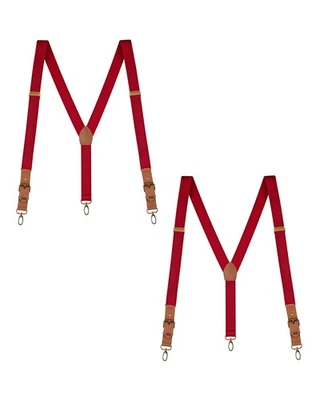 Paquete de 2 correas ajustables con tirantes de cuero de moda Buyless para hombre y gancho de metal Foto 1 de 4