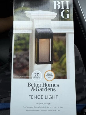 Better Homes & Gardens Solar Black LED Deck Fence Light 20 Lumen Nico Collection - Image 1 of 2