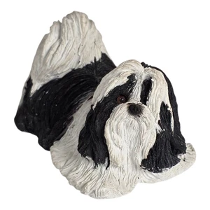 Sandicast Black/White Shih Tzu Small Figurine Sandra Brue Signed - Picture 1 of 13